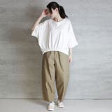 前ギャザーVネック6分袖Tシャツ | atONE | 詳細画像29