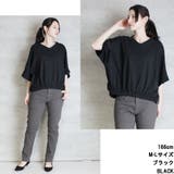 前ギャザーVネック6分袖Tシャツ | atONE | 詳細画像5