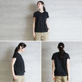 コットンフライスVネックフレンチTシャツ | atONE | 詳細画像1 