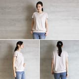 コットンフライスVネックフレンチTシャツ | atONE | 詳細画像3 