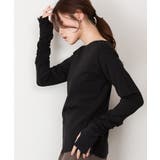 ボートネック指空きTシャツ | atONE | 詳細画像21 