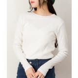オフホワイト | リブクルーネック長袖Tシャツ | atONE