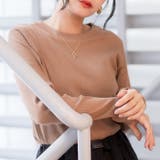 ベージュ | リブクルーネック長袖Tシャツ | atONE