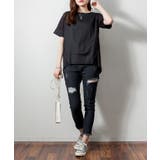 異素材切り替え半袖Tシャツ | atONE | 詳細画像12 