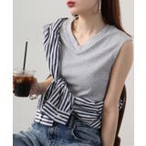 杢グレー | Vネックリブノースリーブ | atONE