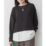 BLACK | ワッフル裾切り替え長袖Tシャツ | atONE