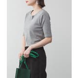 キーネックコットン5分袖トップス | atONE | 詳細画像26