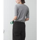 キーネックコットン5分袖トップス | atONE | 詳細画像27