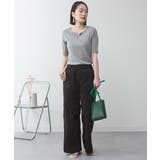 キーネックコットン5分袖トップス | atONE | 詳細画像29