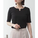 キーネックコットン5分袖トップス | atONE | 詳細画像38