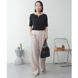 キーネックコットン5分袖トップス | atONE | 詳細画像40