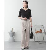 キーネックコットン5分袖トップス | atONE | 詳細画像41