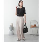 キーネックコットン5分袖トップス | atONE | 詳細画像42