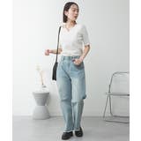 キーネックコットン5分袖トップス | atONE | 詳細画像8