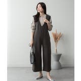 ミニ裏毛ディープVネックコットンジャンプスーツ | atONE | 詳細画像16