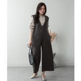 ミニ裏毛ディープVネックコットンジャンプスーツ | atONE | 詳細画像17