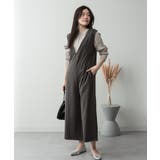 ミニ裏毛ディープVネックコットンジャンプスーツ | atONE | 詳細画像18