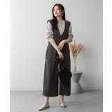 ミニ裏毛ディープVネックコットンジャンプスーツ | atONE | 詳細画像19