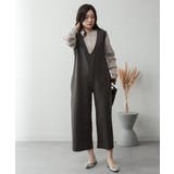 ミニ裏毛ディープVネックコットンジャンプスーツ | atONE | 詳細画像29