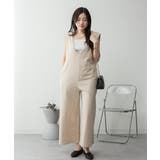 ミニ裏毛ディープVネックコットンジャンプスーツ | atONE | 詳細画像31