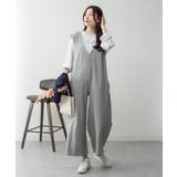 ミニ裏毛ディープVネックコットンジャンプスーツ | atONE | 詳細画像45