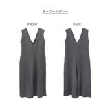 ミニ裏毛ディープVネックコットンジャンプスーツ | atONE | 詳細画像58