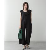 ミニ裏毛ディープVネックコットンジャンプスーツ | atONE | 詳細画像5