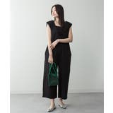 ミニ裏毛ディープVネックコットンジャンプスーツ | atONE | 詳細画像6