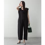 ミニ裏毛ディープVネックコットンジャンプスーツ | atONE | 詳細画像8