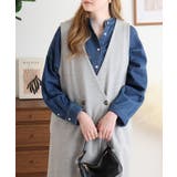 ミニ裏毛ノーカラーリラックスロングベスト | atONE | 詳細画像1 