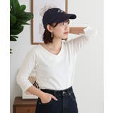 オフホワイト | Vネック七分袖プルオーバー | atONE