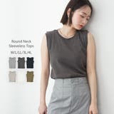 チャコールグレー | ラウンドネックノースリーブトップス | atONE