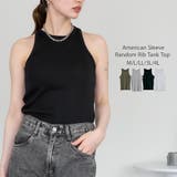 ブラック | ランダムリブ アメリカンスリーブタンクトップ | atONE