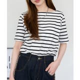 ボーダー5分袖トップス | atONE | 詳細画像1 