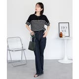 パネルボーダー風半袖トップス | atONE | 詳細画像11