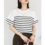 パネルボーダー風半袖トップス | atONE | 詳細画像16