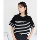 パネルボーダー風半袖トップス | atONE | 詳細画像3