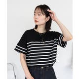 パネルボーダー風半袖トップス | atONE | 詳細画像5