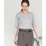 スクエアネック5分袖コットンリブTシャツ | atONE | 詳細画像15 