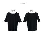 スクエアネック5分袖コットンリブTシャツ | atONE | 詳細画像26 