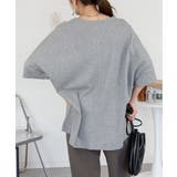 コットンワッフル7分袖ドルマンTシャツ | atONE | 詳細画像11
