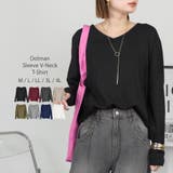 ブラック | ドルマンスリーブVネックTシャツ | atONE