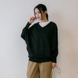 Vネックドルマン綿ニット プルオーバー セーター | atONE | 詳細画像14