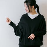 Vネックドルマン綿ニット プルオーバー セーター | atONE | 詳細画像16