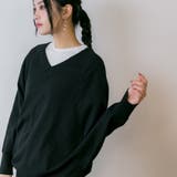 Vネックドルマン綿ニット プルオーバー セーター | atONE | 詳細画像17