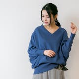 Vネックドルマン綿ニット プルオーバー セーター | atONE | 詳細画像18