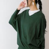 Vネックドルマン綿ニット プルオーバー セーター | atONE | 詳細画像24