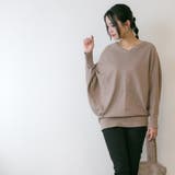 Vネックドルマン綿ニット プルオーバー セーター | atONE | 詳細画像27