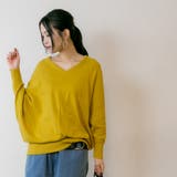 Vネックドルマン綿ニット プルオーバー セーター | atONE | 詳細画像34