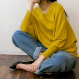 Vネックドルマン綿ニット プルオーバー セーター | atONE | 詳細画像37